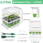 Seed Starter Kit 6 Pack, Reusable Silicone Seedling Starter Trays 72 Cells Seed Starter Tray, with Humidity Dome, Foldable Design for Easy Transplanting - Image 2