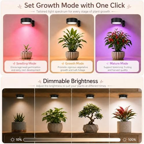 6-Pack Rechargeable Grow Lights for Indoor Plants, Cordless Plant Grow Lamp - Image 4