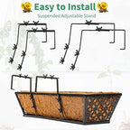 Geetery 4 Pcs 30 Inch Deck Railing Planter Boxes with Adjustable Brackets Coco Liner, Window Hanging Flower Baskets Trough Black Metal for Summer Porch Fence Patio Balcony Garden Outdoor Indoor - Image 3
