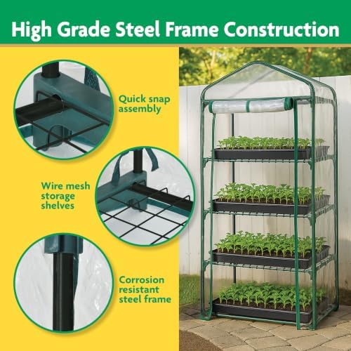 Miracle-Gro 4-Tier Greenhouse, Removable Shelves, Clear, 23"x17"x57" - Image 4