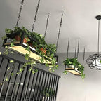 SOBS Creative Black Chain Hanging Wrought Iron Ceiling Basket Flower Stand Industrial Style Bar Restaurant Plant Pot Hanger Decorative Rack Floating Shelves Shelf (Size : 40x25x15cm) - Image 3