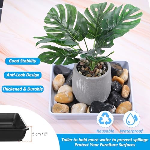 PATIKIL Plant Saucer Tray, 2 Pack 16 Inch Square Plant Saucer Heavy Planter Pot Saucers Large Deep Flower Planter Drip Tray for Indoor Outdoor Plants, Black - Image 6