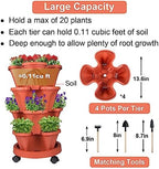 GameXcel Vertical Planter Tower - 4 Tier Stackable Garden Planters with Wheels and Tools Plant Pots for Strawberry Herb Flower and Vegetable Indoor Outdoor Use Red 2 Pack - Image 5