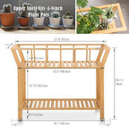 Nnewvante Bamboo Plant Stand Indoor 37.4"x11" 2 Tier Tall Organizer Shelf - Image 6