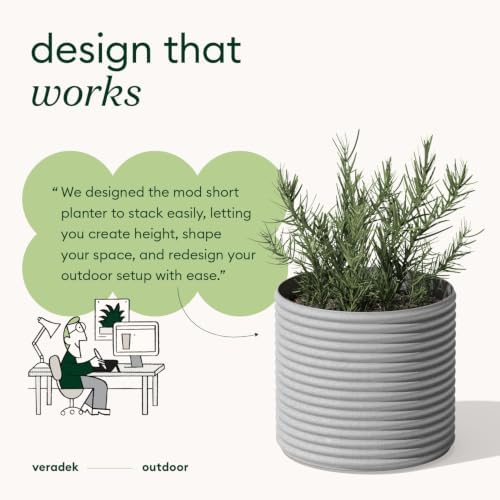 Veradek Mod Series Short Planter - Round Outdoor Planter - Image 3