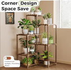 Bamworld Plant Stand Indoor Plant Shelf Outdoor Corner Wood Plant Table - Image 2