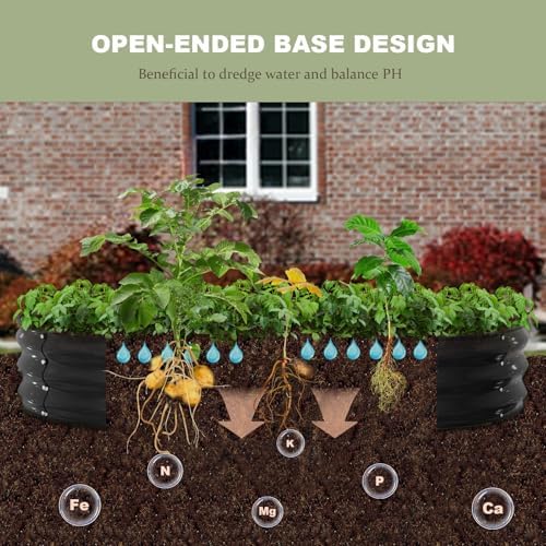 Raised Garden Bed, 6x3x1ft Galvanized Outdoor Planter Beds with Safety Edging and Gloves, Oval Metal Planter Box for Gardening Vegetables Flowers Herb-Black - Image 4