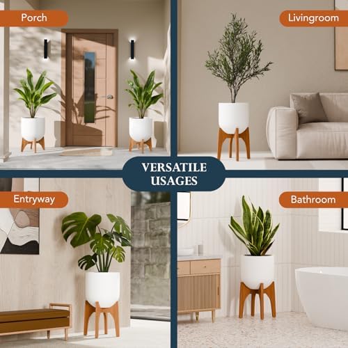 KUTE NEST 17" H x 19.3" W Acacia Solid Wood Plant Stand - Walnut - Image 7