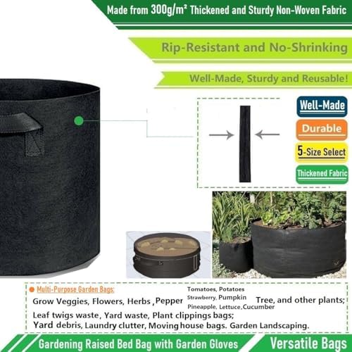 200 Gallon Big Raised Garden Bed Bag (50x24 inch) Large Plant Grow Bag for Tomato,Potato Planter,Herbs Veggies Planter,Flower Bed,Plant Container,Yard Waste,Lawn Debris,Leaf Bag with Gardening Gloves - Image 5