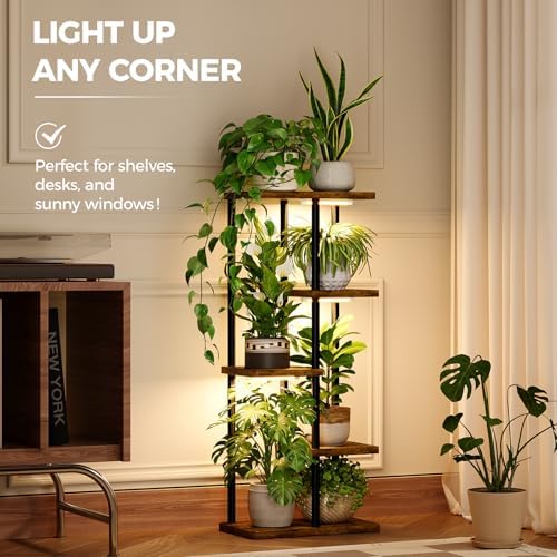 Bamworld Indoor Plant Stand with Grow Light Corner 5Tier - Image 4