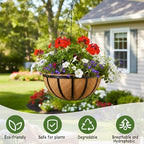 4pcs 14 inch Metal Hanging Baskets Round Wire Plant Stand with Coco Lining Cushion Decorative Planter Hanger Garden Indoor Outdoor Watering Hanging Basket （BT） - Image 2