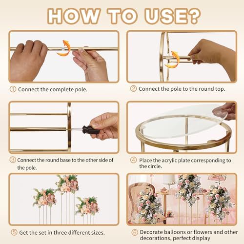 3pcs Gold Metal Plant Stand, Cylinder Pedestal Stands for Party, Metal Plant Columns Pedestal Stands for Display, Round Cylinder Columns tables for Weddings Cake Stand Floor Plant Tables - Image 4