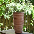 SUN-E Tall Planters for Outdoor Plants 2Pack, 21-Inch Large Striped Planter with Removable Insert Shelf,Ribbed Coffee&Milk Finish Tall Flower Pots for Front Porch Deck Boho Home Decor For Plant Lovers - Image 4