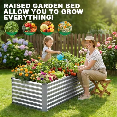 6x3x2FT Galvanized Raised Garden Bed Outdoor, Silver - Image 2