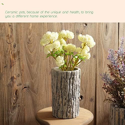 Faux Stakes Planter Sculpture Concrete Planter Tree Root Stump Flower Pot Driftwood Log Post Planter - Indoor Outdoor Cactus Succulent Snake Bamboo Plant Decorative Garden Windowsill - Image 2