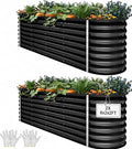 YITAHOME 2pcs 8x2x2ft Large Raised Garden Bed Kit, 24" Tall 9 in 1 Galvanized Metal Planter Box with Gloves and Safety Rubber, Outdoor Above Ground Planters for Plants Vegetables Flowers, Black by YITAHOME