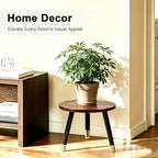 2-Pack Mid Century Plant Stand for Indoor Plants, Modern Wood Flower Pot Holder Stand for Living Room, Decorative Small Round Side Table for Balcony, Patio, Office, 8.9” High, Walnut - Image 4