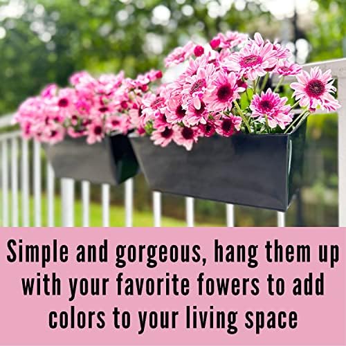 LaLaGreen Outdoor Rail Planter (16 in, 4 Pack) Black Metal Balcony Pots - Image 5