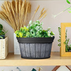 12 Pcs Wall Hanging Planters Outdoor Wine Barrel Planter Distressed Oak Thickened Plastic Water Storage Flower Pots for Plants Flower Indoor Outdoor Railing Fence (Black,10 Inch) - Image 6