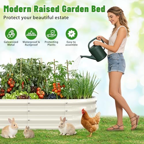 White Oval Raised Garden Bed / Galvanized Steel Planter Box,5 x 2 x 1FT - Image 2