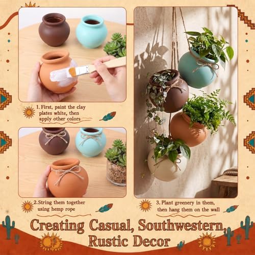 6 Pcs 3.5 Inch Belly Terracotta Pots Mexican Rustic Clay Planter - Image 4