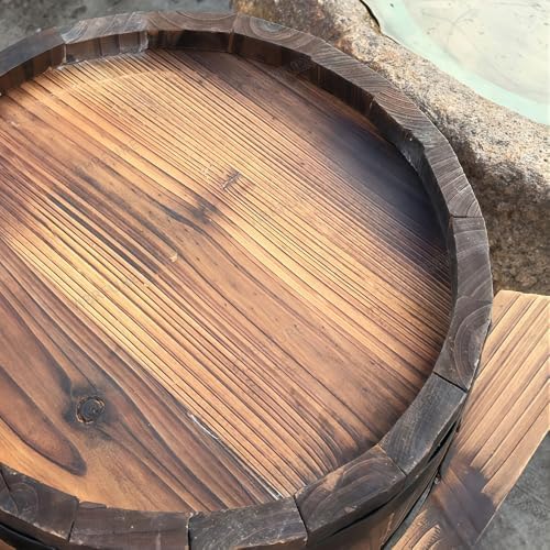 Wooden Whiskey Barrel Planters Outdoor Large 12-24 In (20"L x 13"W x 12"H) - Image 5