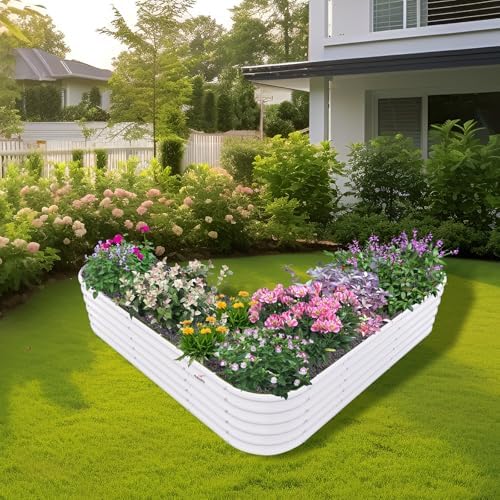 Anleolife 81x81x18in Heart-Shaped Raised Garden Bed, Antique White - Image 5