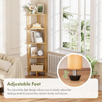 Corner Shelf, 5 Tier Bamboo Corner Bookshelf, 54" Tall Narrow Bookcase, Plant Stand, Corner Display Rack, Shower Caddy, Display Standing Shelf Organizer for Bedroom, Living Room, Kitchen, Apartment - Image 5