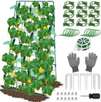 ROADPLUM Cucumber Trellis for Raised Garden Bed, Outdoor Sturdy Metal A-Frame Cucumber Trellis Support for Climbing Plants Vegetables and Fruits with Accessories, Easy installation and Easy Harvesting by ROADPLUM