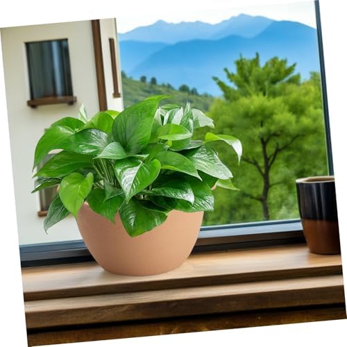 Alasum Semi Circle Plastic Flower Pot Wall Mounted PP Resin Brown - Image 7