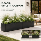 2 Pack 32" Large Rectangular Metal Planter Boxes Outdoor, Long Planter Box - Image 6