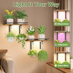 iDavosic.ly Wall Plant Holder with Grow Light 2 Pack, Floating Shelf, Brown - Image 4