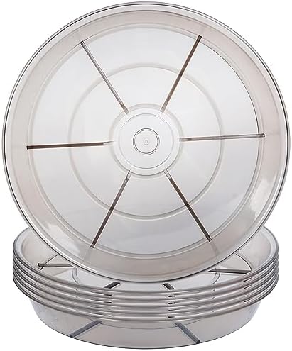 6 Pack Plant Saucer Drip Tray 16 inch, Potting Trays for Plants, Heavy Sturdy Plastic Planter Flower Pot Saucers for Indoor Outdoor Garden, Plant Water Drip Trays for pots (16", Grey) by Afrine