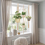 Boho Macrame Plant Hangers Set (6-Pack) - Neutral-White - Image 2