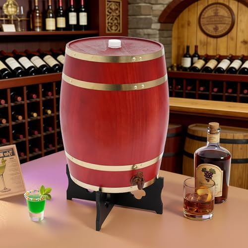 Wine Barrel, 7.93 Gal Wooden Whiskey Barrel with Stand & Spigot – Premium Pine Wood Liquor Dispenser for Home Brewing, Aging, Decor, Bourbon Barrel Style (Tawny, 30L) - Image 3