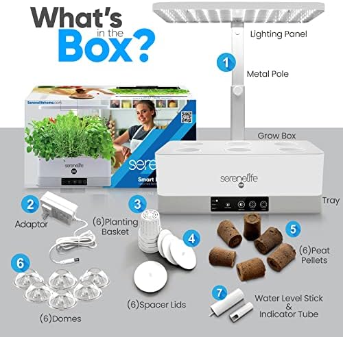 SereneLife Smart Indoor Garden - Hydroponic Herb Garden with 4000K Grow Lights Panel, Control Panel Settings, Water Stick, No Soil, Mess-Free, Height Adjustable, Grows Up to 6 Plants - Image 7