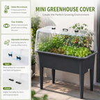 Self-Watering Raised Garden Bed Planter with Greenhouse Cover and Removable Legs, Elevated Plastic Planter Box for Outdoor Patio, Balcony, Indoor Herb Gardening (Dark Gery) - Image 3