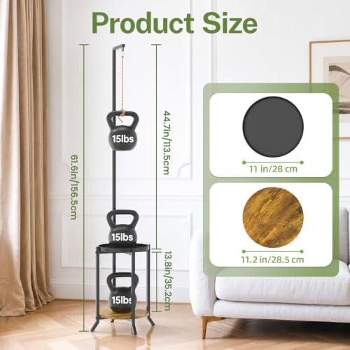 iDavosic.ly Hanging Plant Stand Indoor, 2 Tier, 60 In Tall, Black & Brown - Image 3
