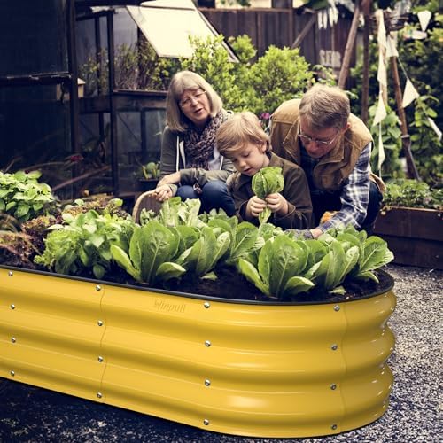 Winpull Raised Garden Bed Kit, 5x2x1 ft Galvanized Planter Box Outdoor with Safety Edging, Large Metal Raised Beds for Gardening Vegetables Flower Fruits (Cream Yellow) - Image 5
