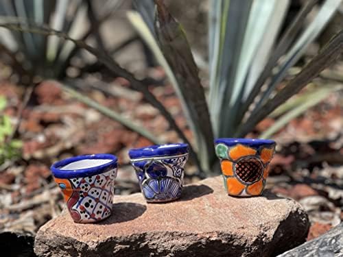 Talavera Hand-Painted Flower Pots (Set of 3) - 3" Garden Party Design - Authentic Mexican Pottery Planters for Succulents - Image 6
