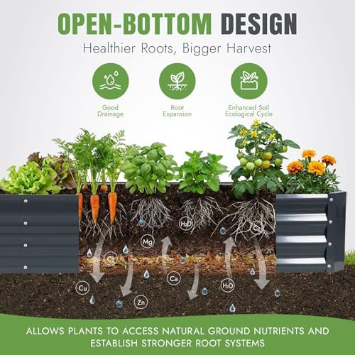 INNO STAGE 2 Pack 8×4×1FT Galvanized Metal Raised Garden Planter Bed, Grey - Image 6