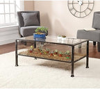 SEI Furniture Metal Terrarium Fish Display Coffee Table, Cocktail, Black/Silver Distressing - Image 5