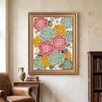Framed Canvas Wall Art Bohemian Gouache Succulents Dusty Rose and Sage Green Canvas Print Poster Gold Frame Wall Decor for Living Room Desert Flora Art, Boho Botanical Decor - Inch 12x16 - Image 4
