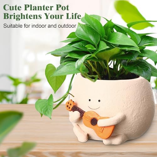 4 Pack Smile Face Planter Pot Small Hanging Swinging Planter Cute Holder for Indoor Outdoor Plants Funny Swing Gifts for Mother's Day Birthday Christmas - Image 6
