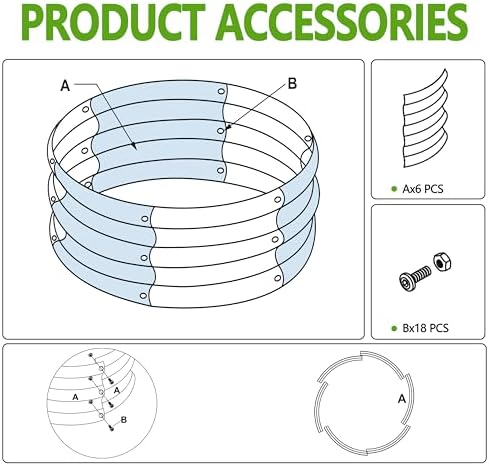 2PCS 2x2x1ft Galvanized Raised Garden Bed Kit-Round Garden Bed Outdoor Planter Box for Vegetables,Flowers,Herbs,Easy Assembly,Silver - Image 4