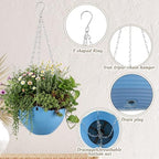Zopeal 16 Pack Self Watering Hanging Planters 8 Inch Garden Flower Plant Pot Container with Drainer and Chain Round Hanging Pot Plant Basket for Indoor Outdoor Plants(Blue) - Image 3