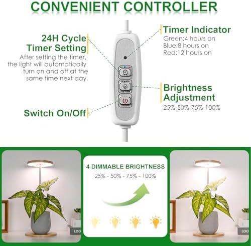 LORDEM Grow Lights for Indoor Plants with Base, Bamboo Design, Timer - Image 4