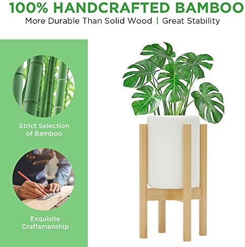 MUDEELA 2 Pack Indoor Plant Stands, 2 Tier Tall Plant Stand 30 inches, Mid Century Bamboo Plant Stand, Adjustable Width 8 - 12 inches, Fits Pot Size of 8 9 10 11 12 inches Pot & Plant Not Included, Natural - Image 5