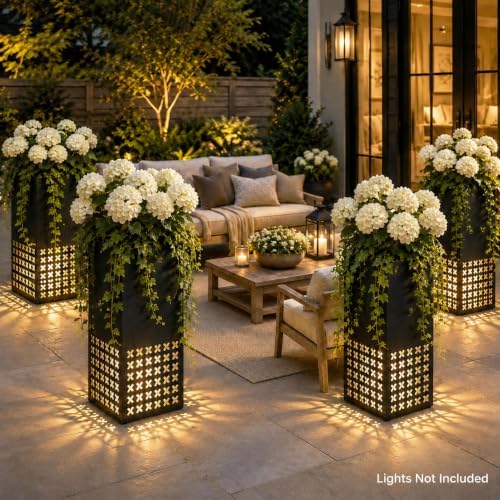 2 Pack Tall Metal Planter Box for Outdoor Plants, 14"L x 14"W x 30.27"H - Image 5