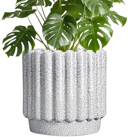 Ceramicfor Ceramic Flower Pot, 9.6 Inch, Black and White by Ceramicfor
